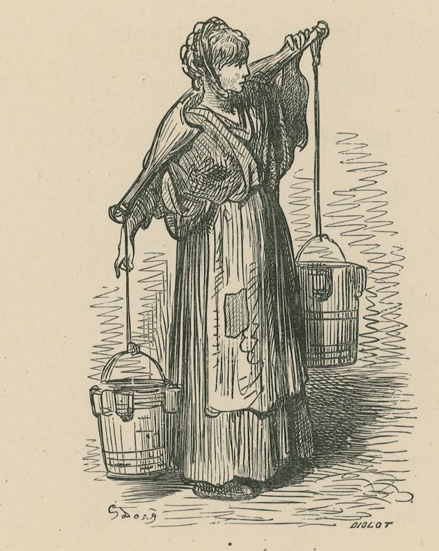 一个女人背着两个水桶 作者 古斯塔夫·多尔（Gustave Dore）