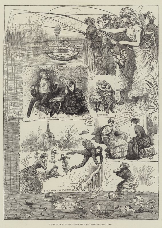 情人节，女士们利用闰年 作者 哈里·弗尼斯（Harry Furniss）